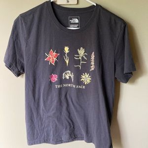 North Face navy blue cropped graphic tee